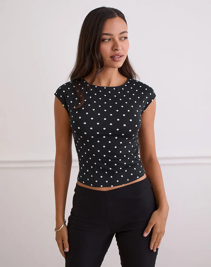 Nova Top In Black Polka Jersey 1