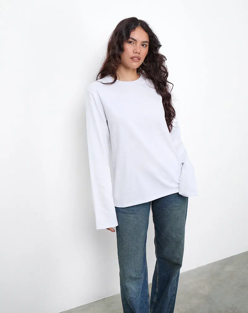 Ob Oversized Long Sleeve Tee Top In White 1