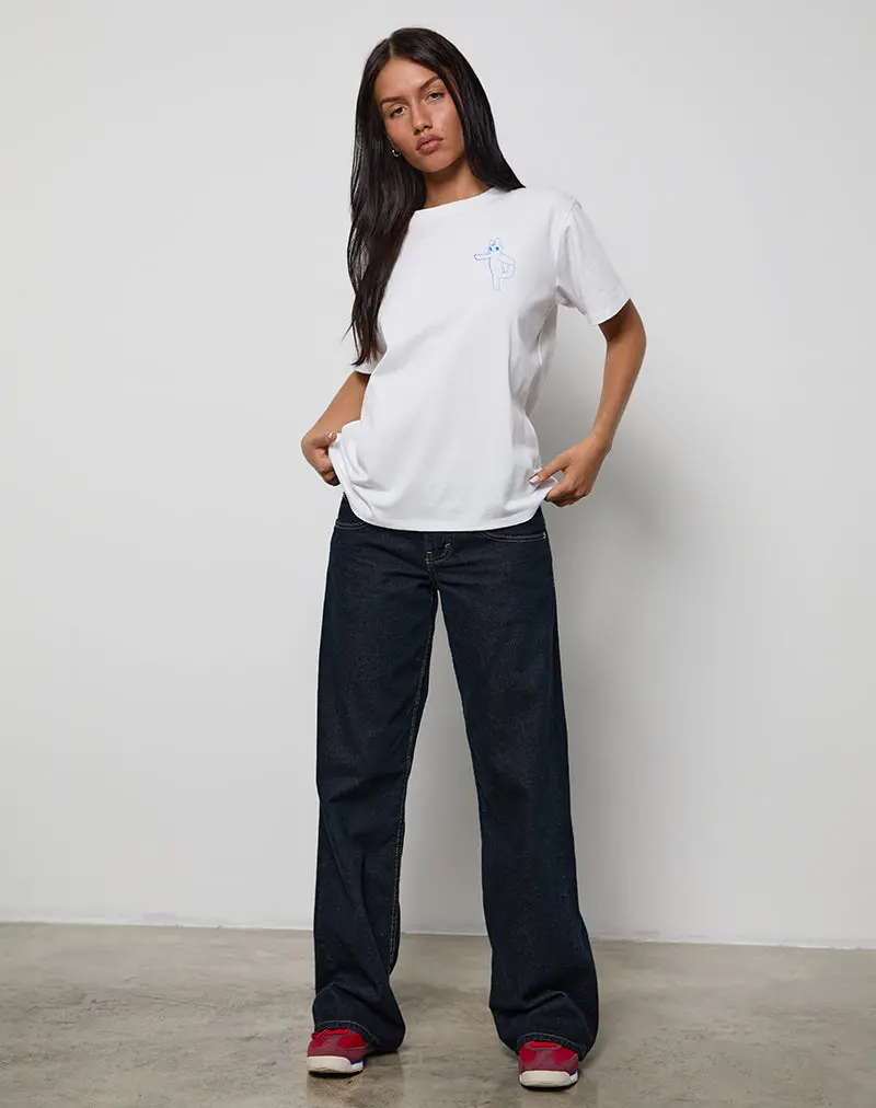 Oversize Basic Tee In White With Doing My Best Graphic 1