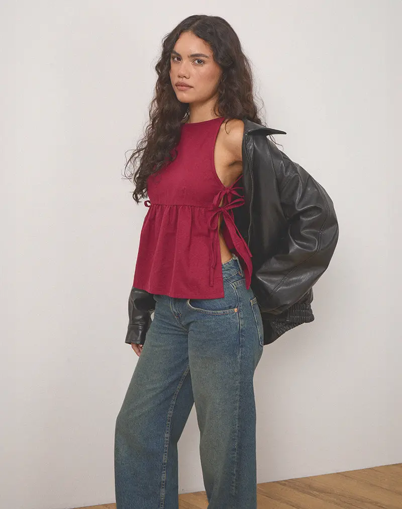Palsi Tie Side Top In Burgundy 1