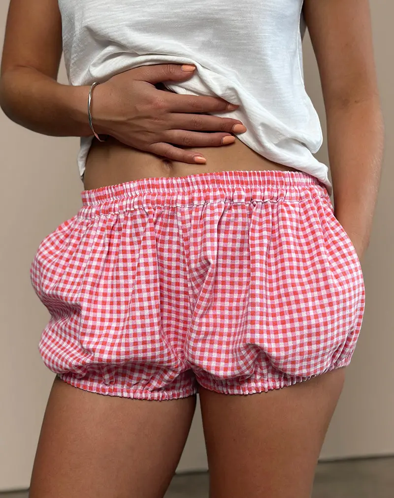 Rebo Short In Mini Gingham Peach 2