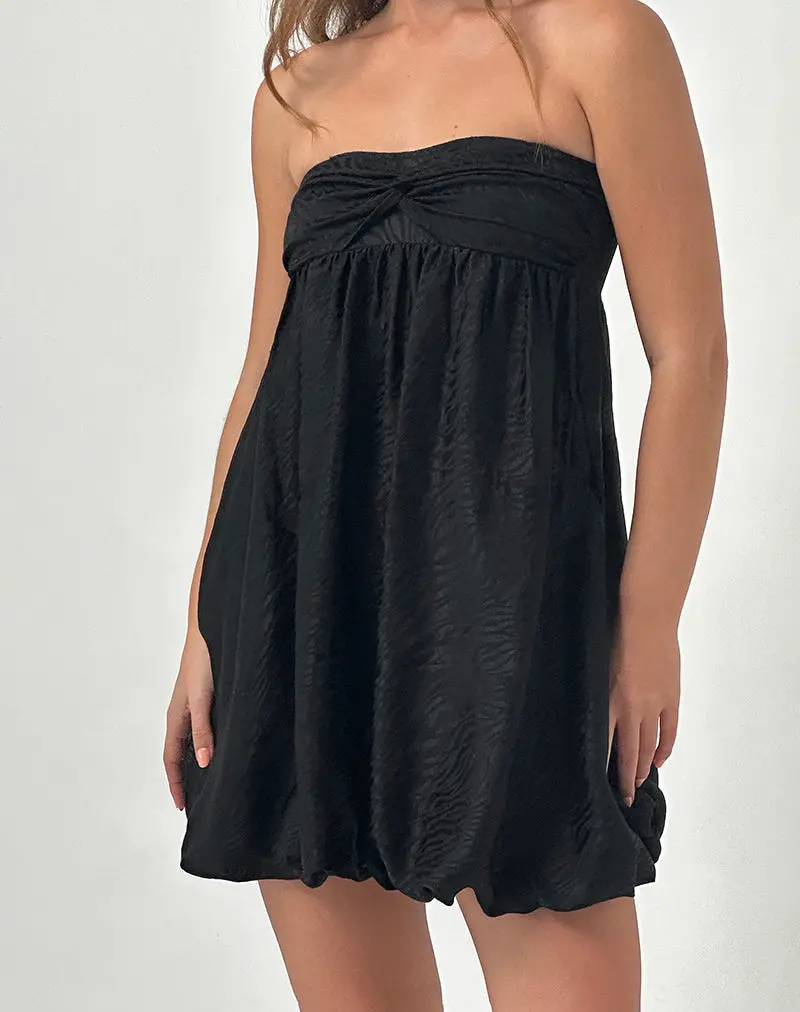 Richie Mini Dress In Satin Jacquard Black 1