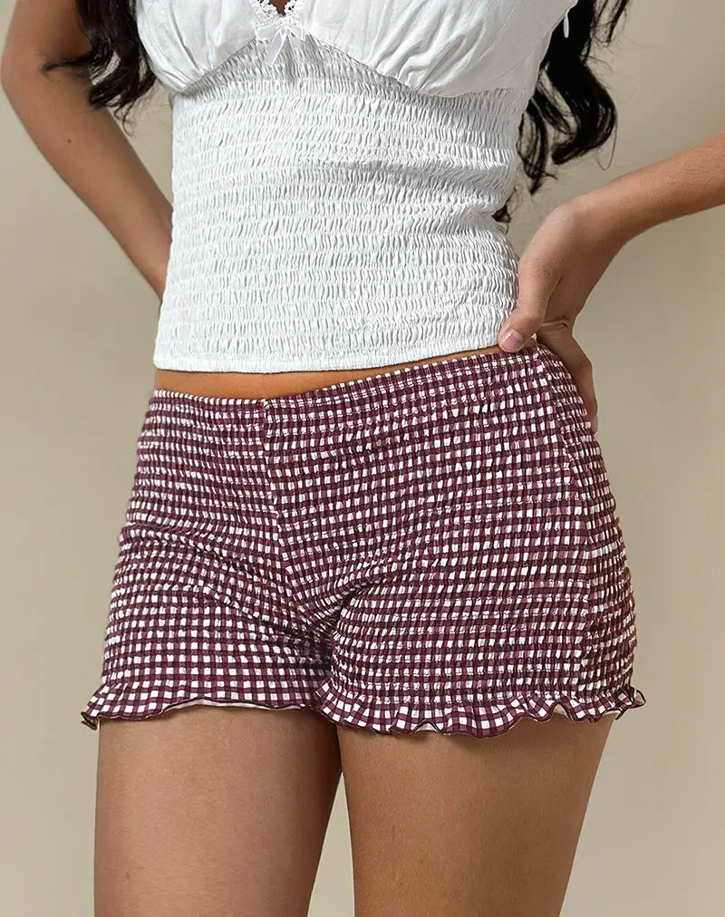 Ritala Short In Mini Gingham Wine 1