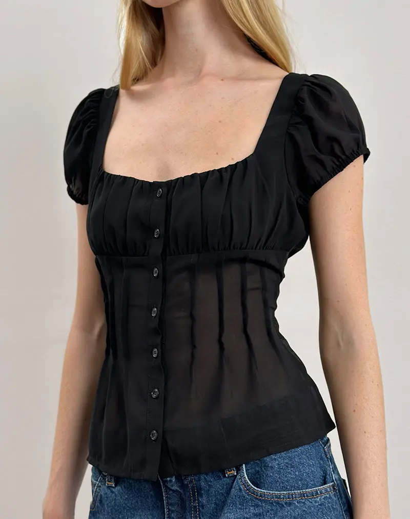 Rolina Blouse In Chiffon Black 1