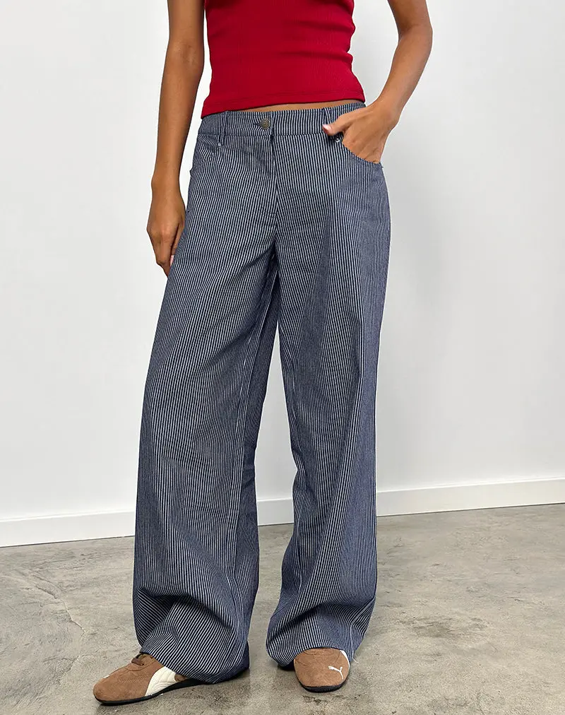 Roomy Extra Wide Low Rise Jeans In Pinstripe Indigo Wash 1