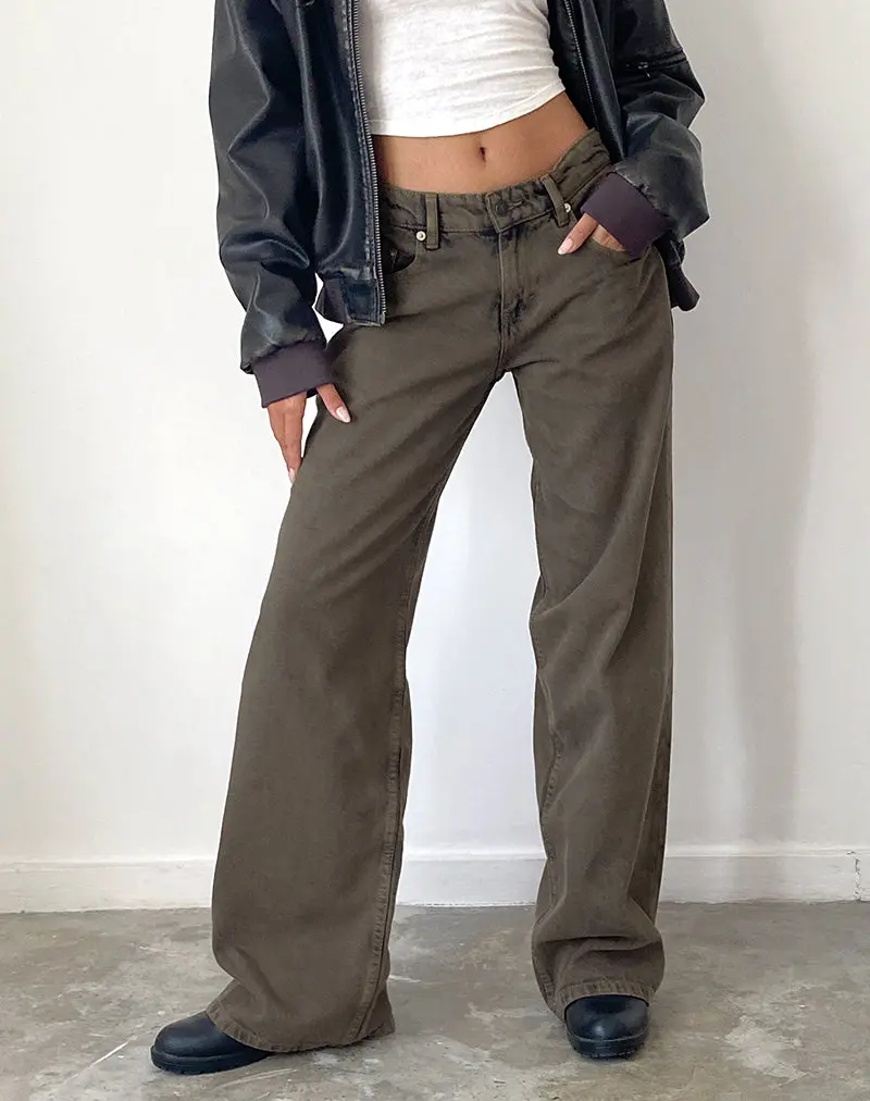 Roomy Extra Wide Low Rise Jeans In Dark Black Sand 1