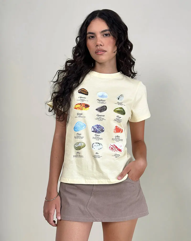 Saki Tee In Buttermilk Healing Stone Horoscope Print 1