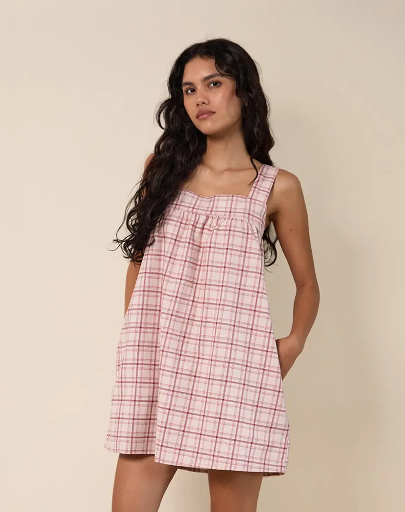 Sanlia Mini Dress In Basic Tartan Pink 1