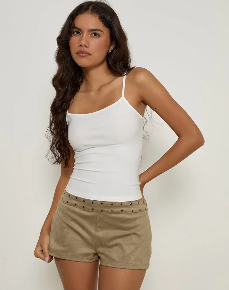 Saumya Hot Pant In Faux Suede Mushroom Grey 1