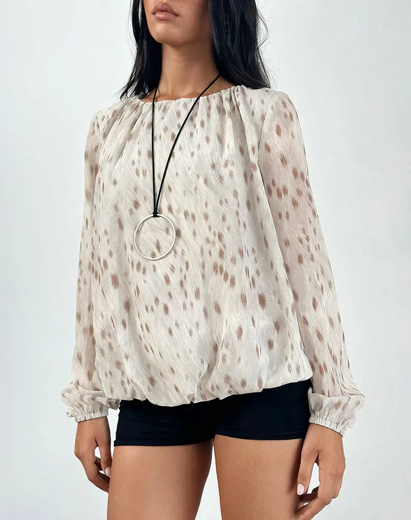 Seita Oversized Blouse In Ivory Bambi Print 1