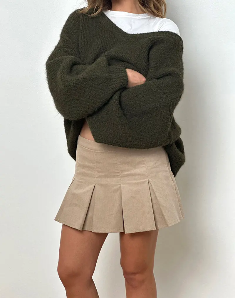 Sejuani Mini Skirt In Sand Cord 1