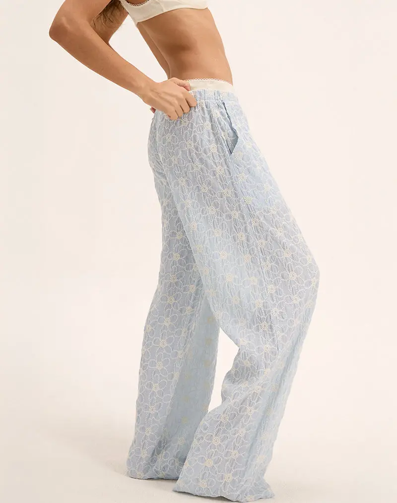Semur Trouser In Broderie Ice Blue 1