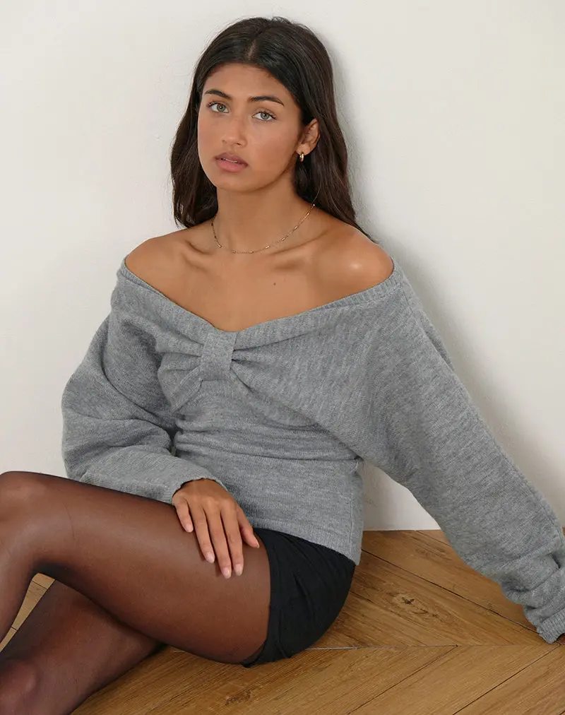 Sikuna Bow Jumper In Grey 1