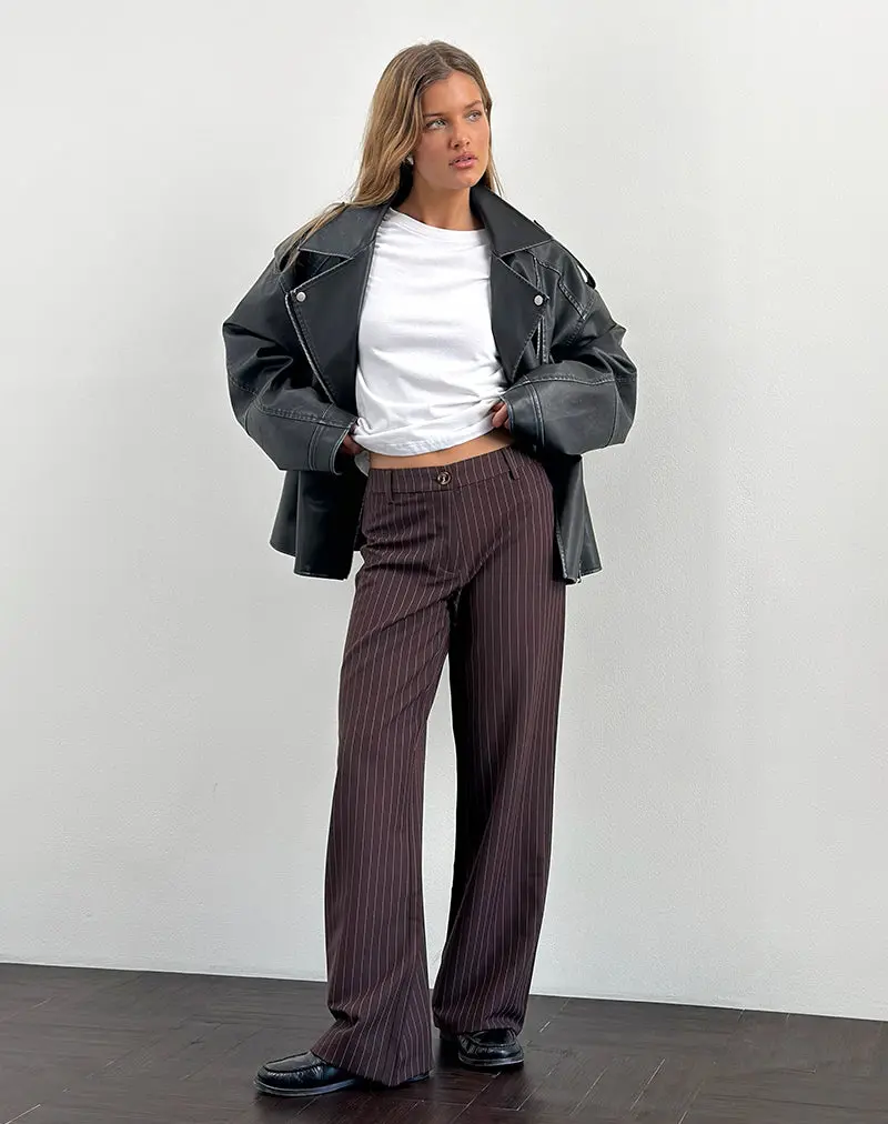Tatina Smart Trouser In Brown Pinstripe Tailoring 1