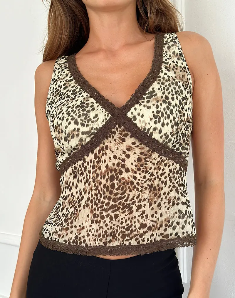 Timmy Top In Wild Leopard With Brown Lace 1
