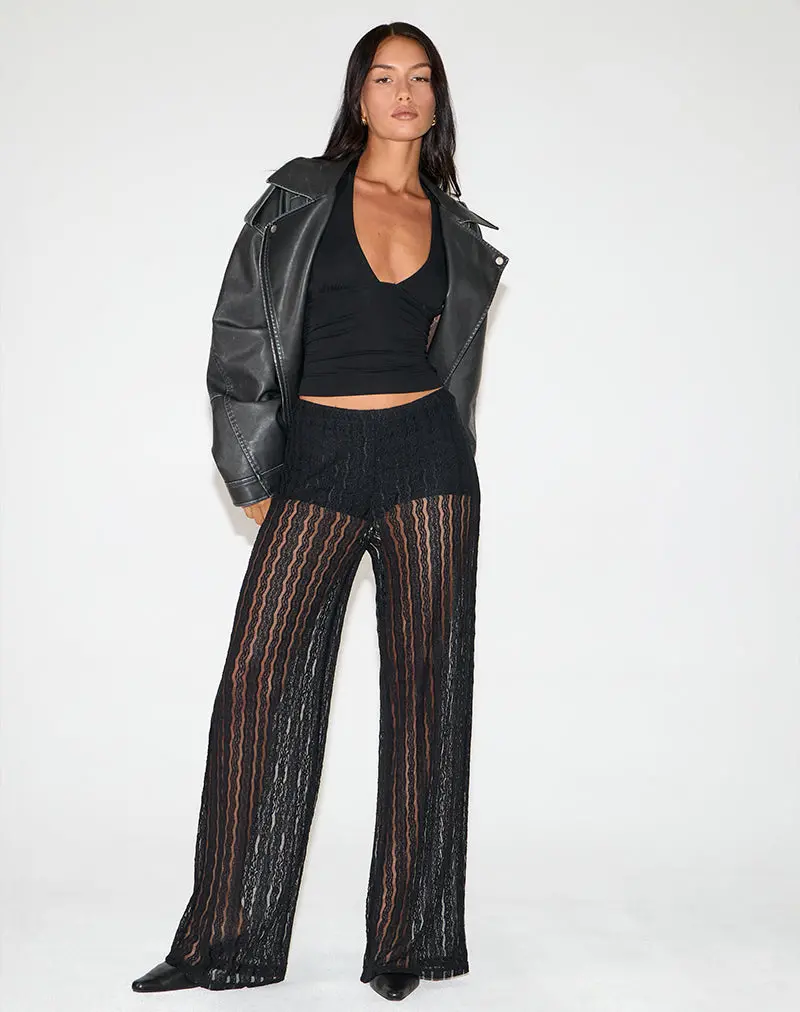 Torian Trouser In Carnation Lace Black 1