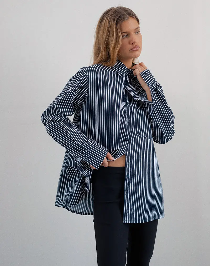 Turner Shirt In Mono Stripe Navy 1