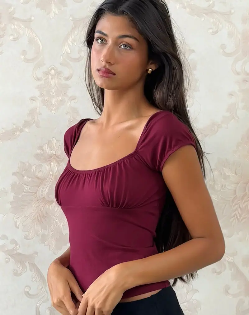 Vardah Top In Burgundy Jersey 1