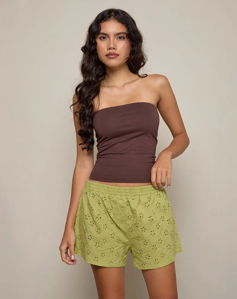 Verie Short In Little Daisy Broderie Lime 1