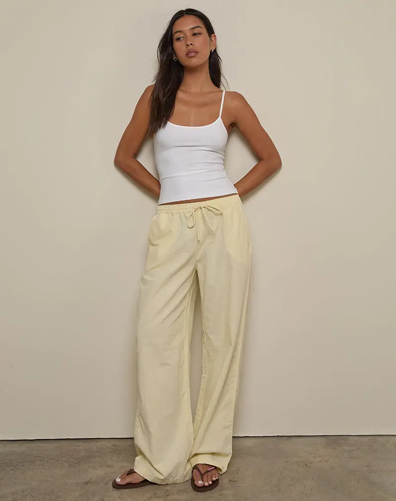 Wasic Wide Leg Trouser In Lemon 3