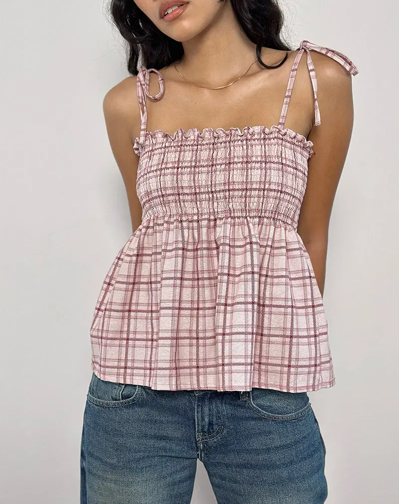 Zerah Top In Basic Tartan Pink 1