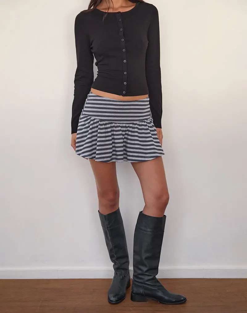 Zibah Mini Skirt In Grey And Black Stripe 1